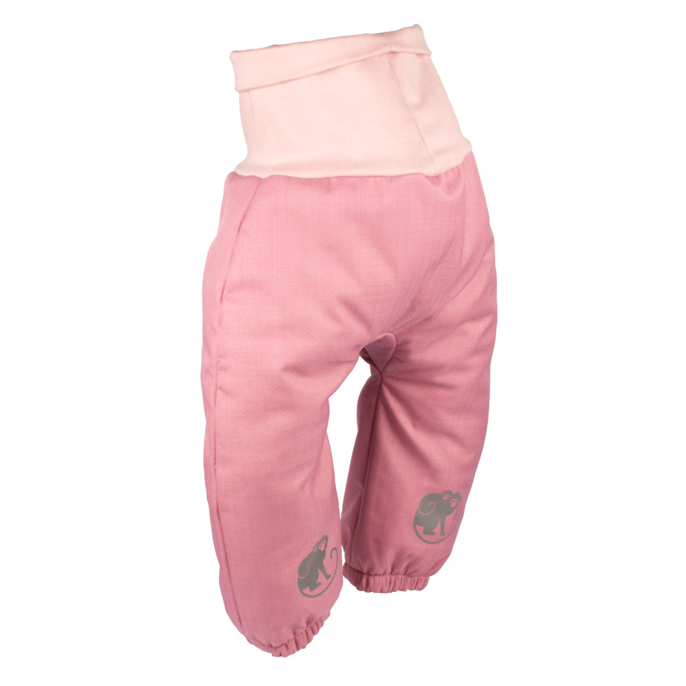 Otroške rastne zimske softshell hlače s plišem Monkey Mum® - Roza ovčka