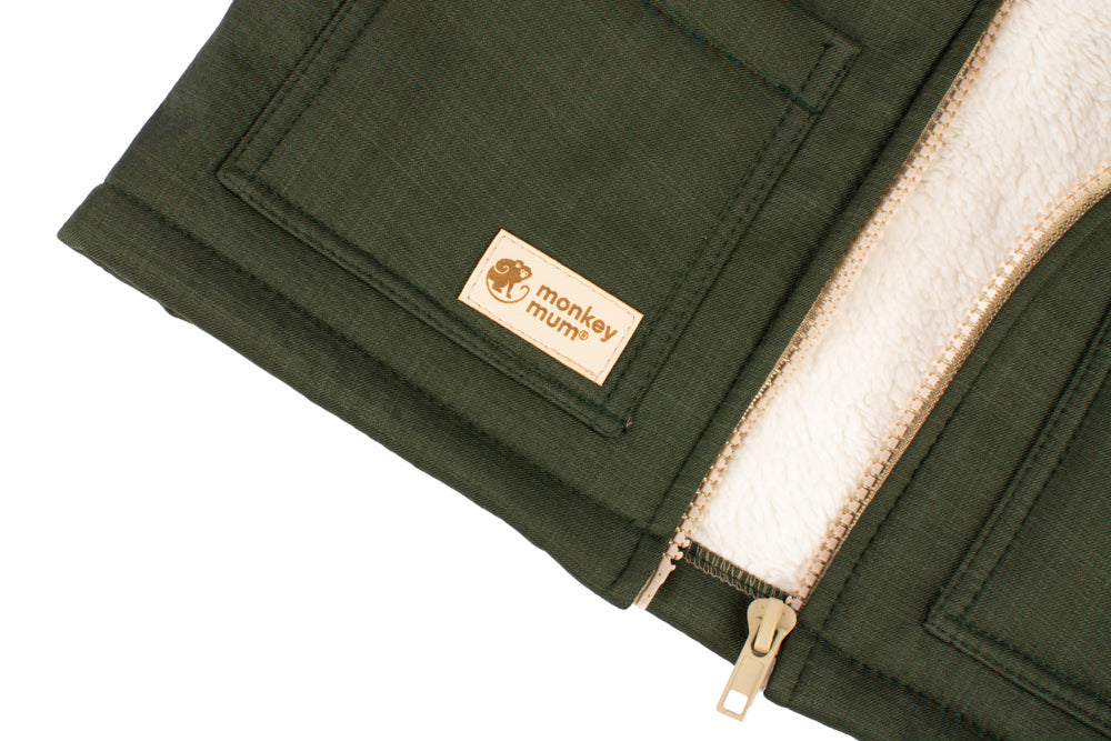 Otroška zimska softshell jakna s plišem Monkey Mum® - Kaki lovec
