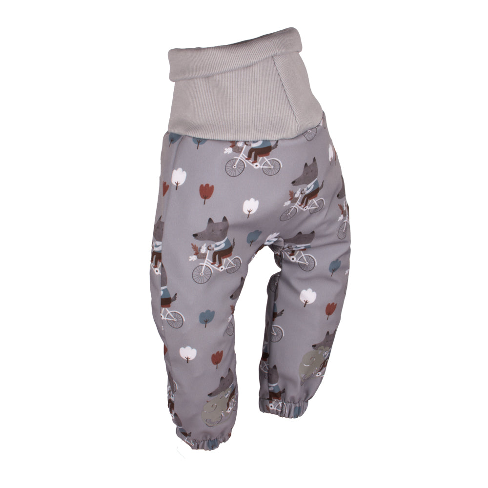 Otroške rastne softshell hlače z membrano Monkey Mum® - Volkovi na kolesu
