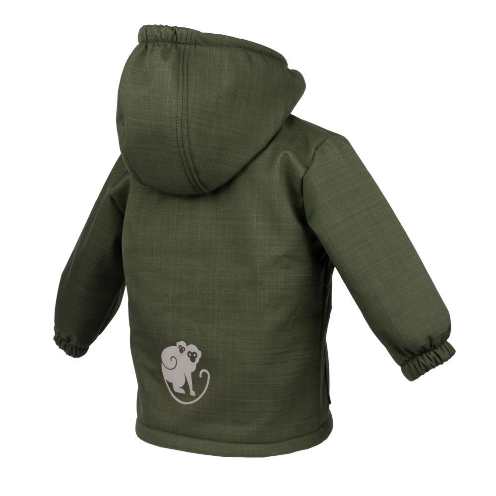 Otroška zimska softshell jakna s plišem Monkey Mum® - Kaki lovec