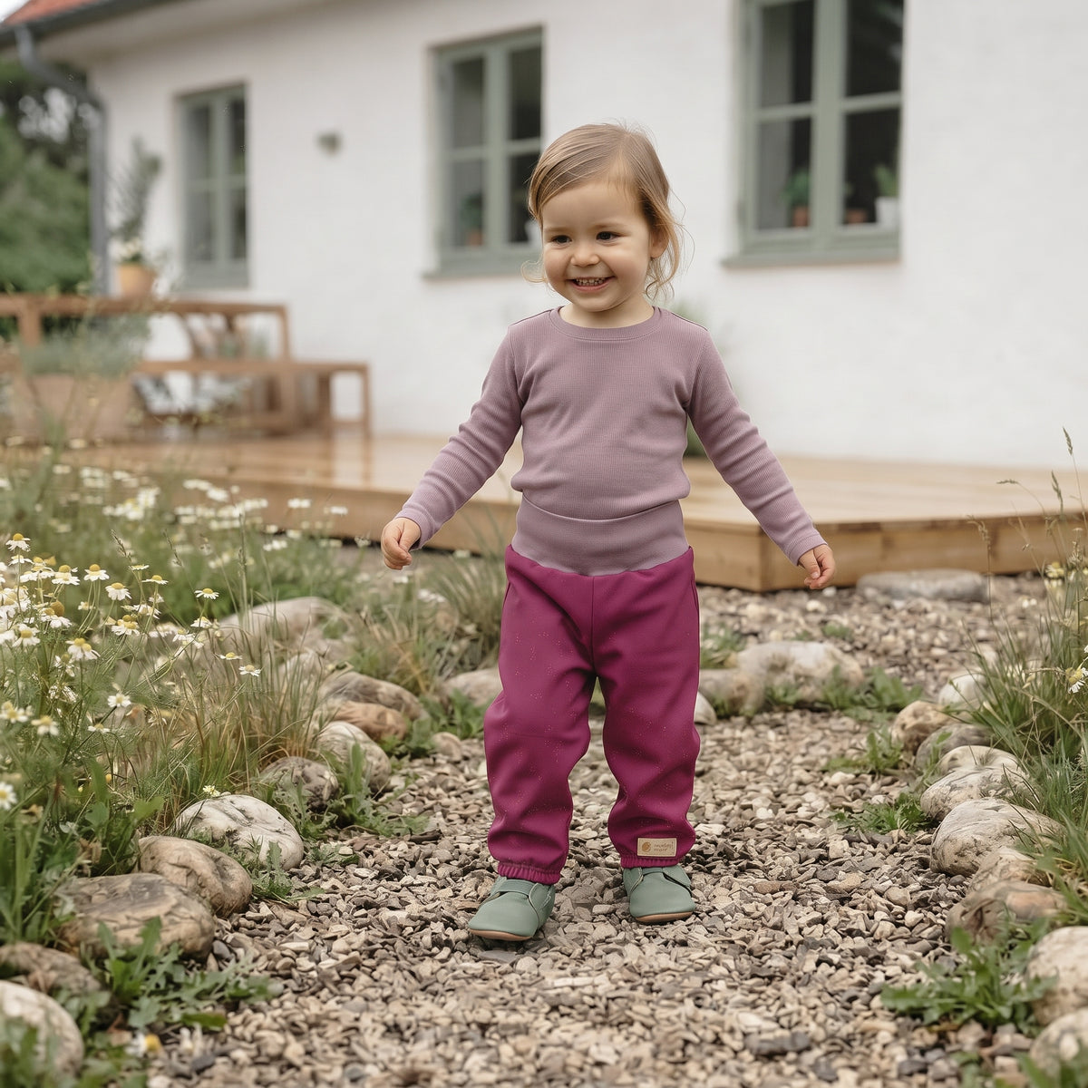 Otroške rastoče softshell hlače z membrano Monkey Mum® - Sočna malina