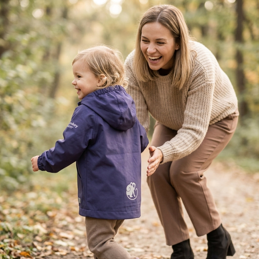 Monkey Mum® šuštava jakna z raglanskimi rokavi - Temno vijolična