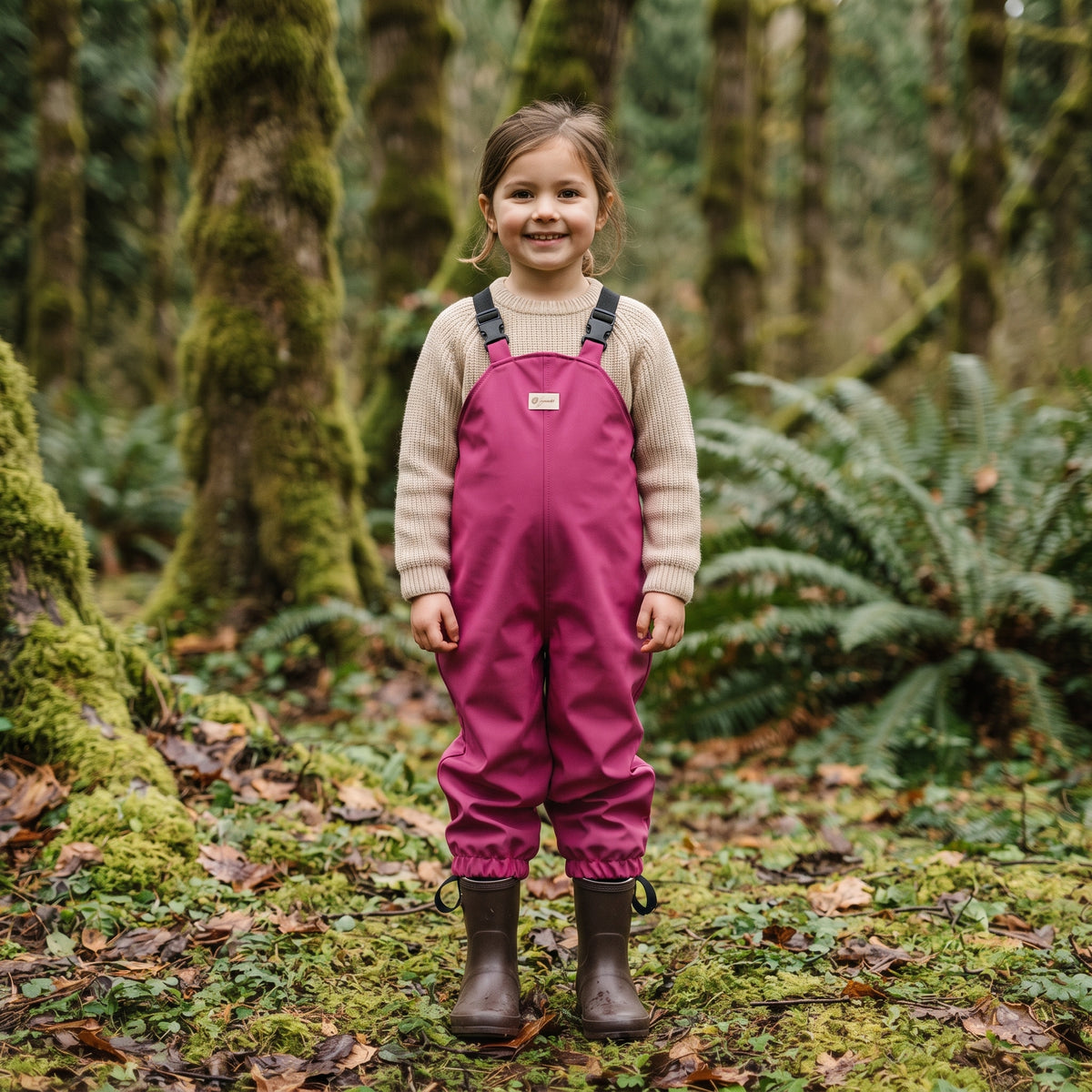 Monkey Mum® softshell bretelne hlače z membrano - Sočna malina