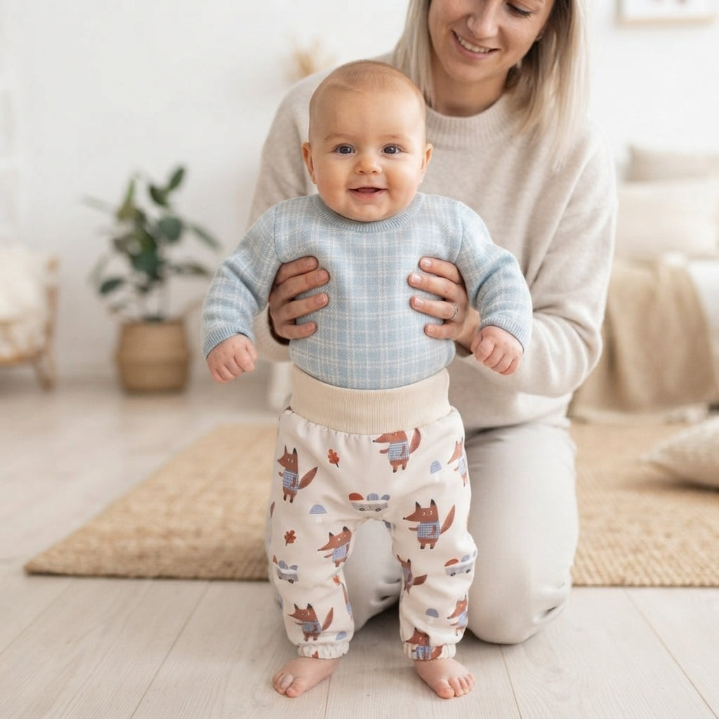 Otroške softshell hlače z membrano Monkey Mum® - Lisice na gobah
