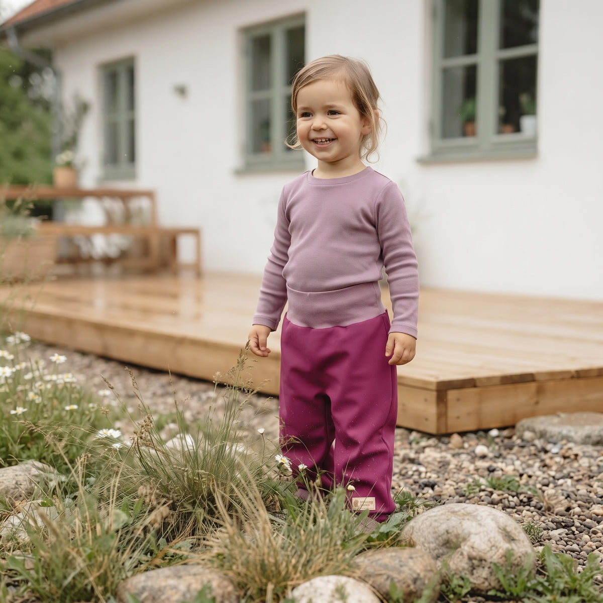 Otroške rastoče softshell hlače z membrano Monkey Mum® - Sočna malina