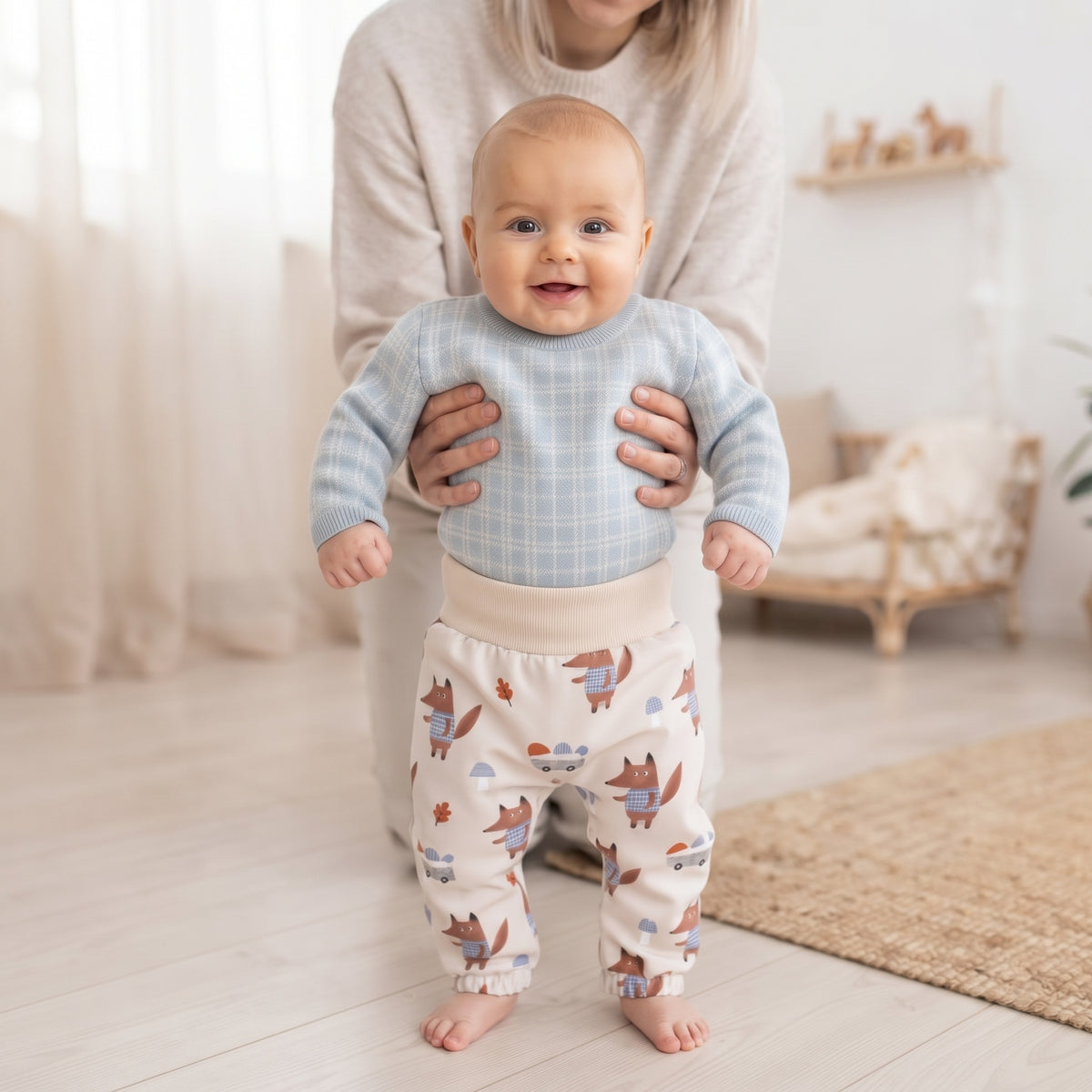 Otroške softshell hlače z membrano Monkey Mum® - Lisice na gobah