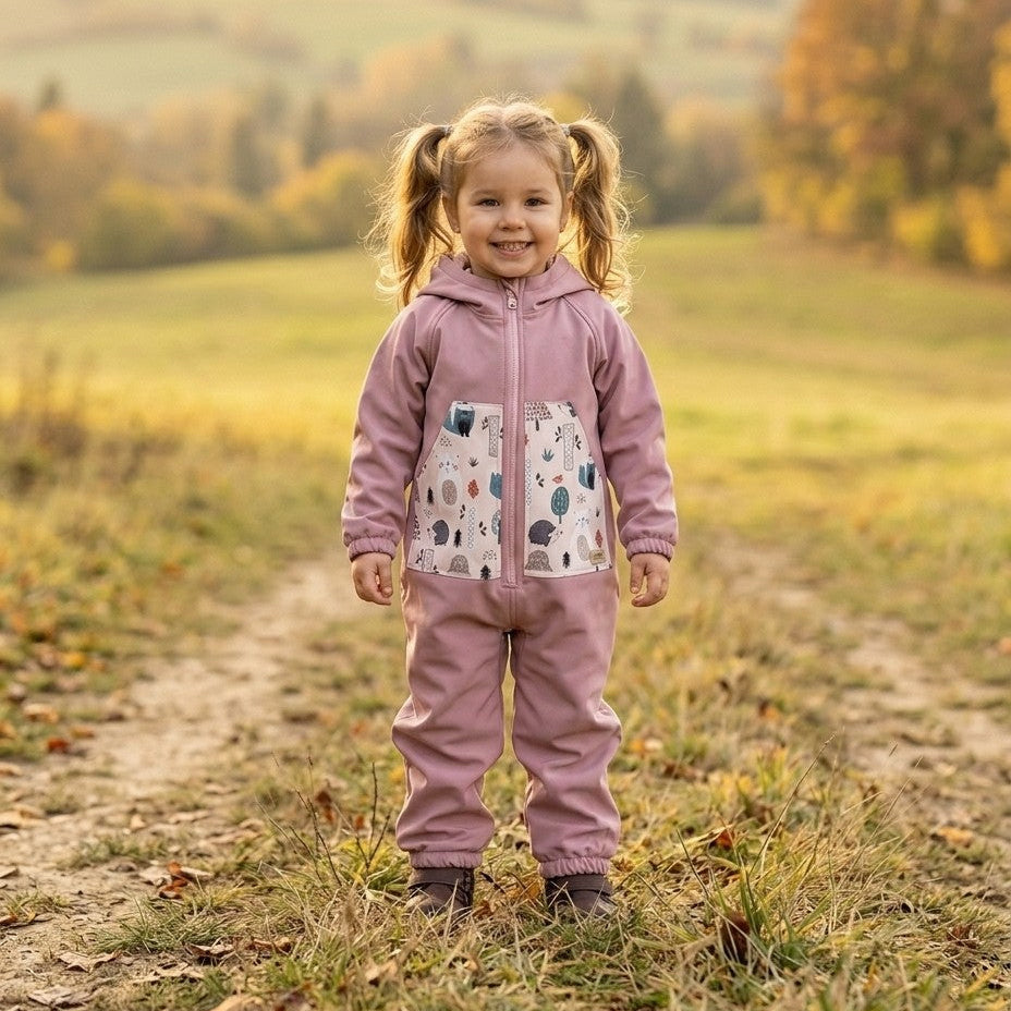 Monkey Mum® softshell kombinezon z membrano – Sladka živalca - vel. 98/104, 110/116