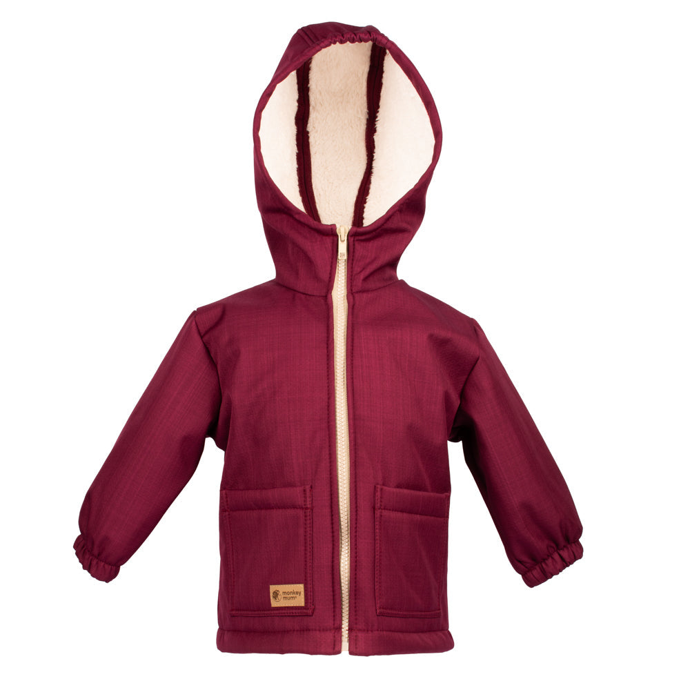 Otroška zimska softshell jakna z ovčko Monkey Mum® - Vinska Rdeča kapica