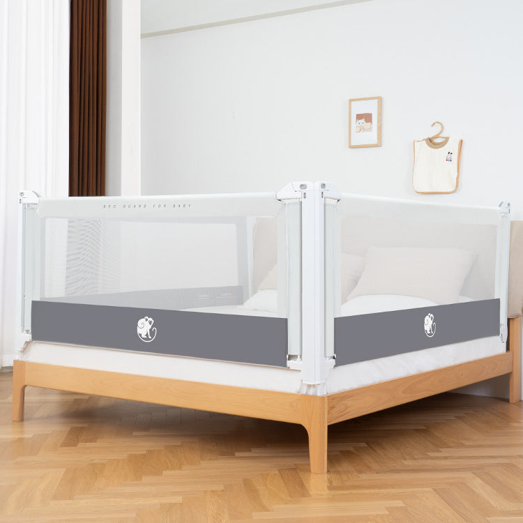 Posteljna ograja Monkey Mum® Popular - svetlo siva - odprta