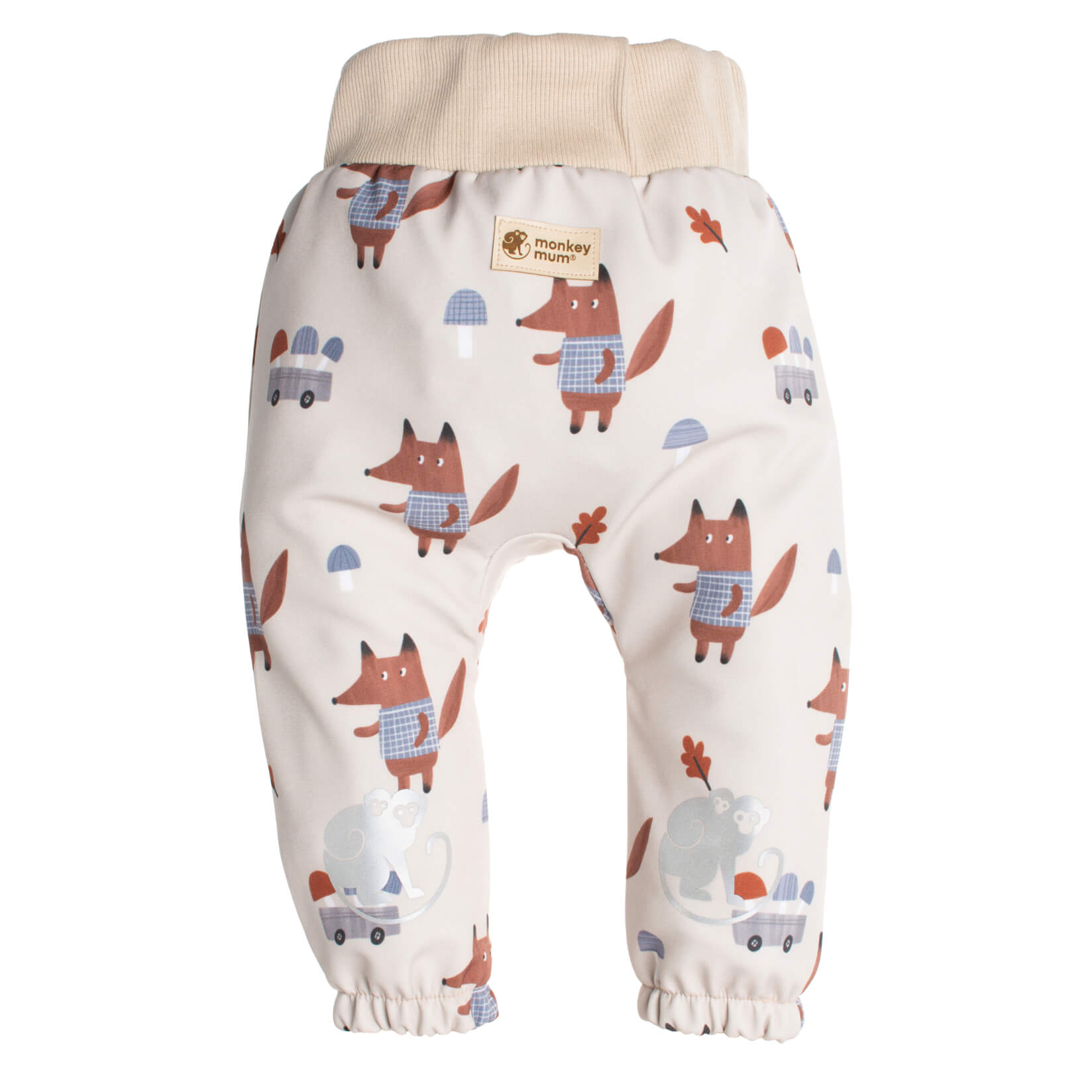Otroške softshell hlače z membrano Monkey Mum® - Lisice na gobah