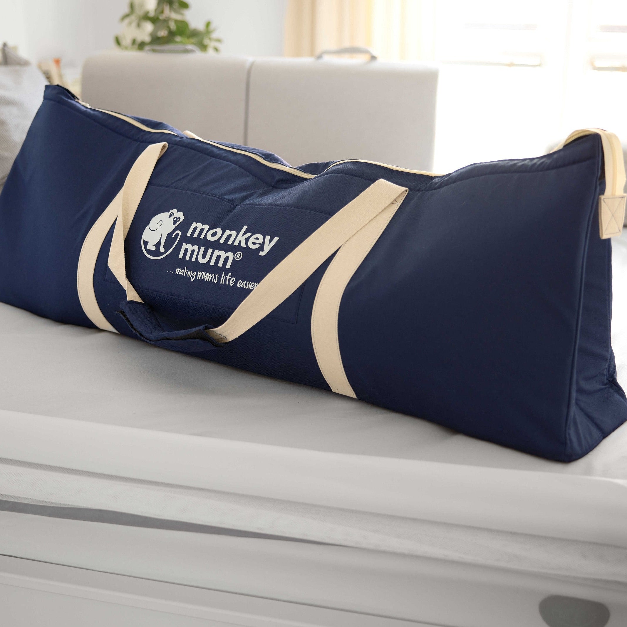 Velika potovalna torba Monkey Mum® za posteljne ograje - temno modra