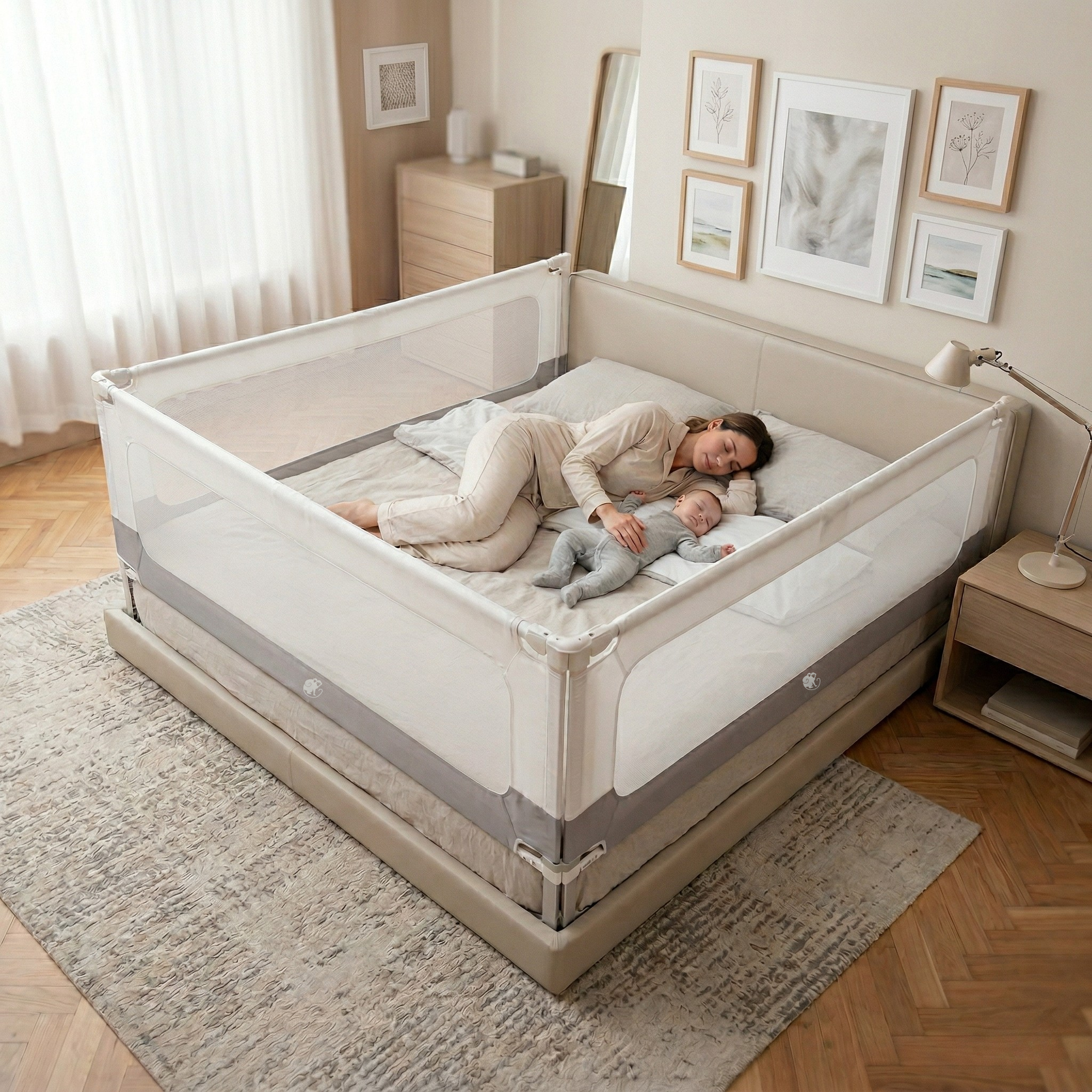 Posteljna ograja in ograjica Monkey Mum® 2v1 Smart