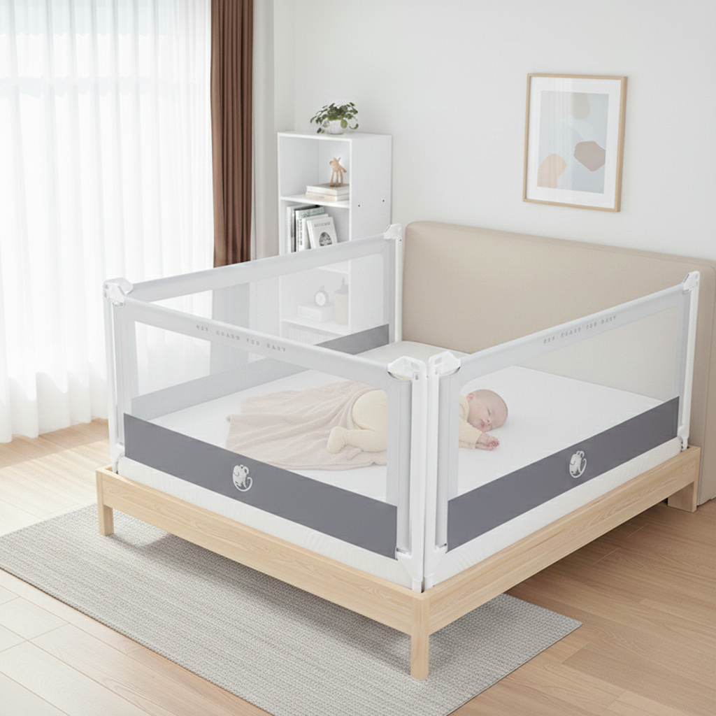 Posteljna ograja Monkey Mum® Popular - svetlo siva