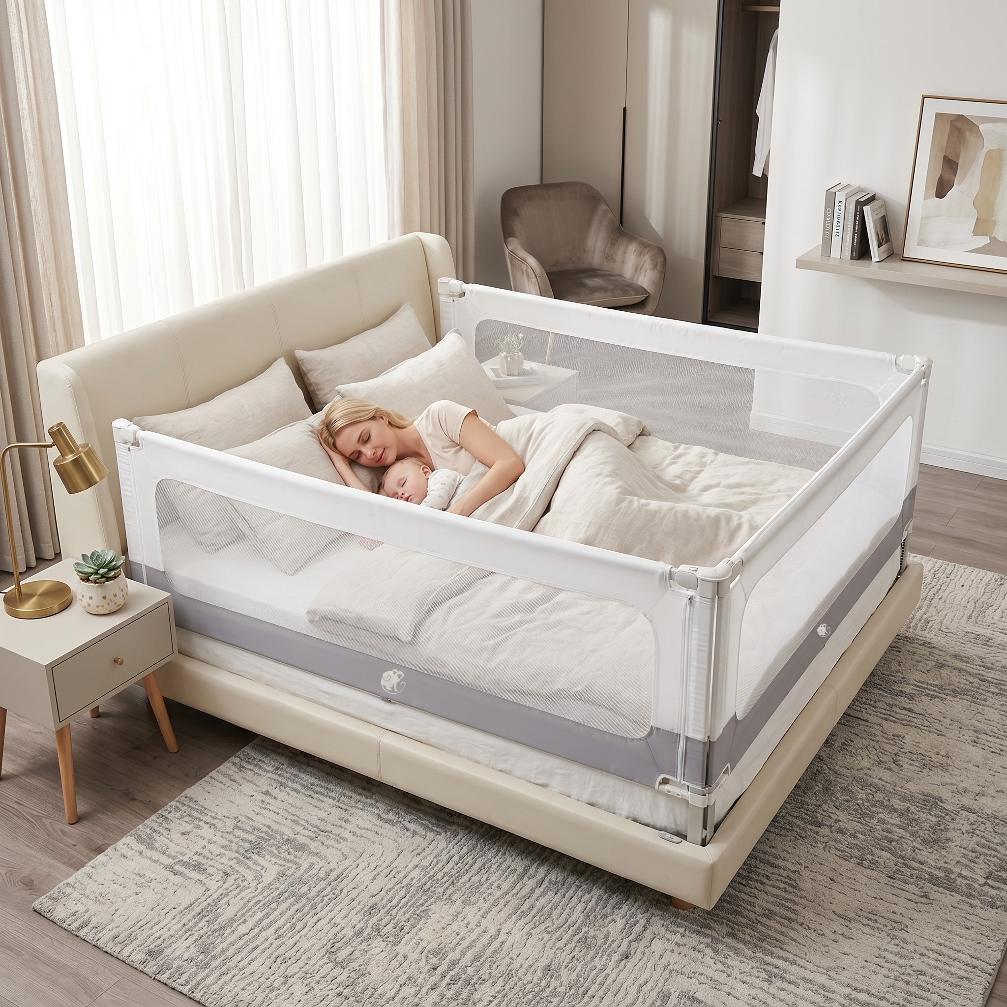 Posteljna ograja in ograjica Monkey Mum® 2v1 Smart