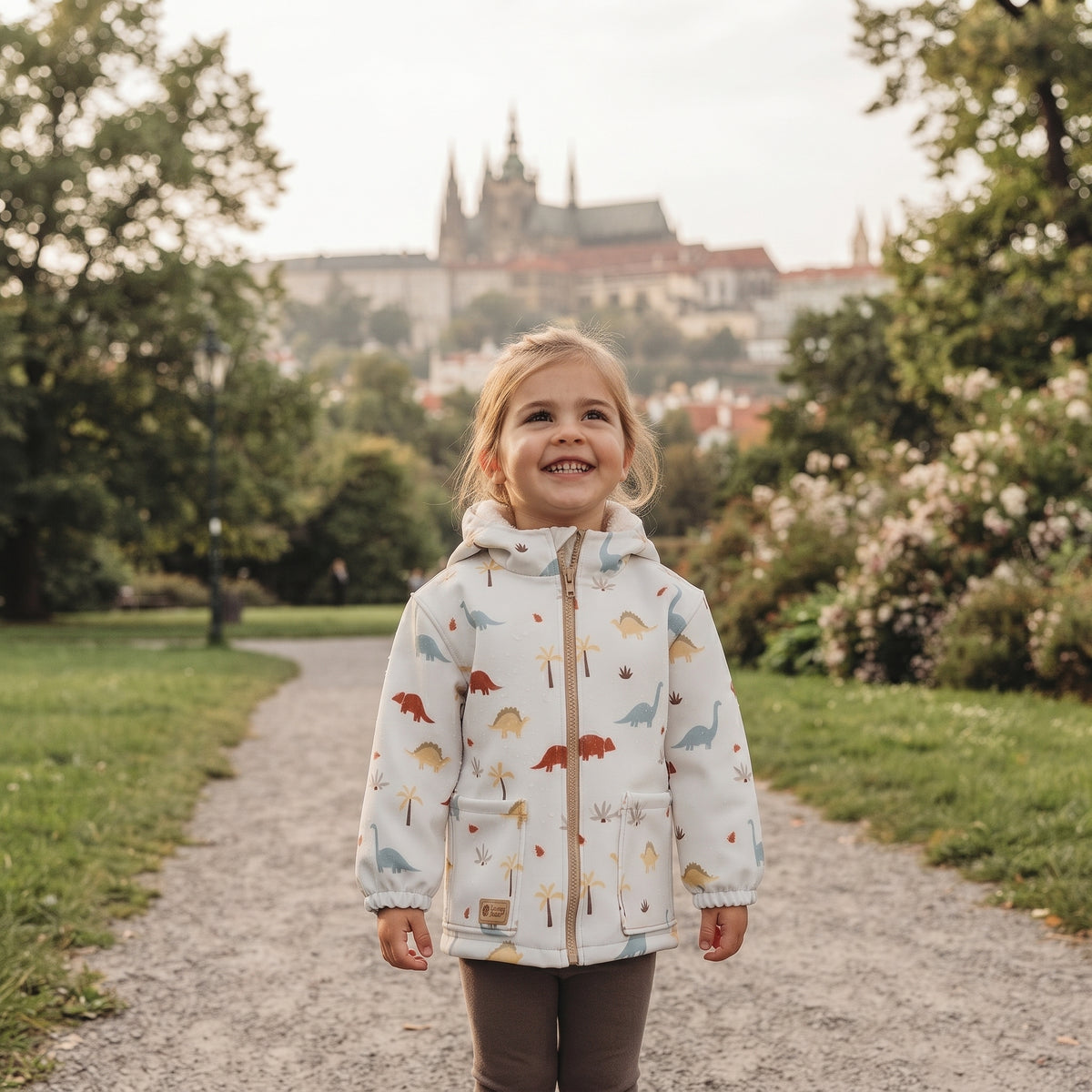 Otroška softshell jakna z membrano Monkey Mum® - Dinosavrska zgodba