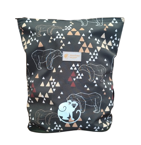 Otroški softshell nahrbtnik Monkey Mum® - Origami medved - Temno zelen
