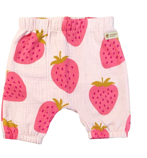 Mušlinaste kratke hlače Monkey Mum® - Jagoda