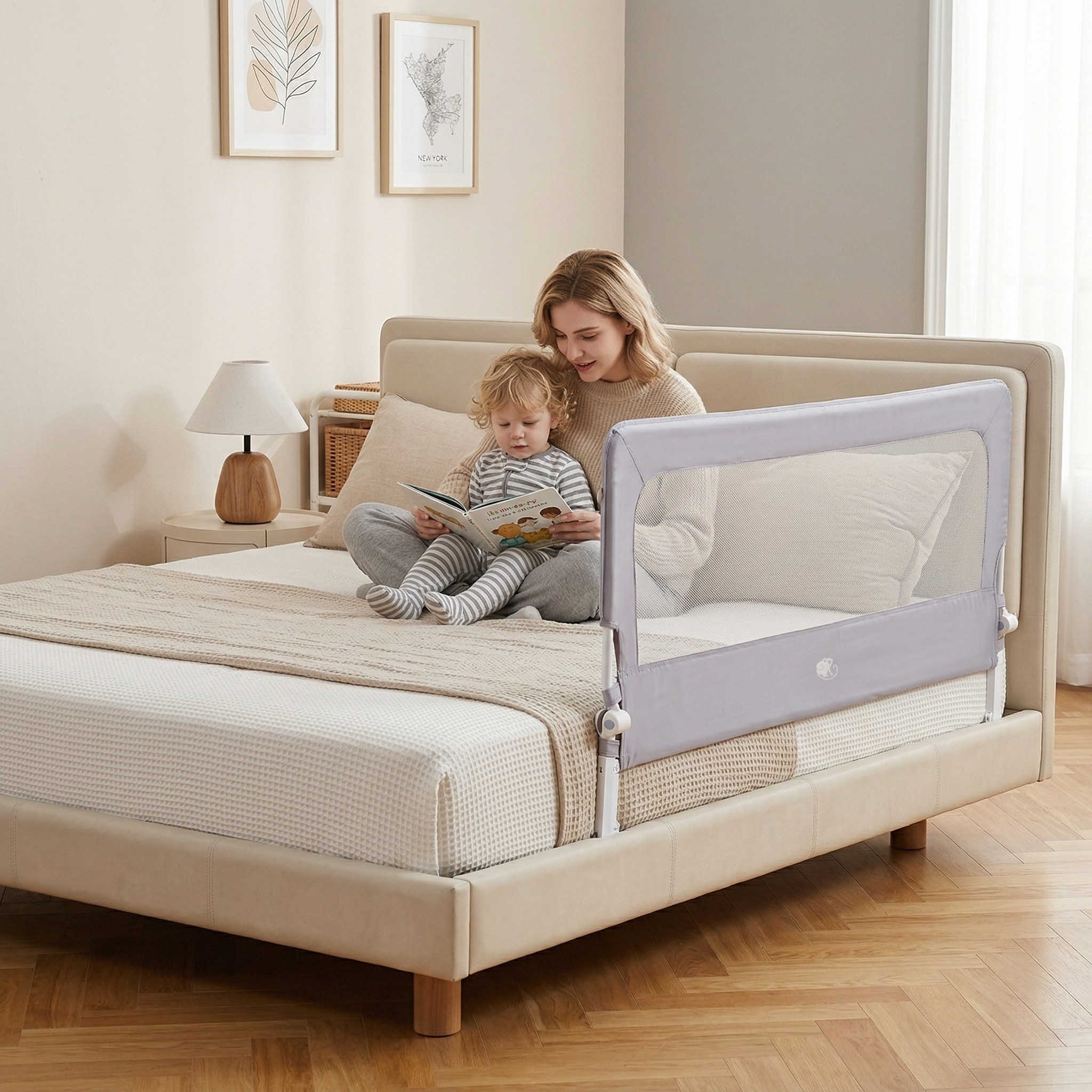 Posteljna ograja Monkey Mum® Flip - odprta