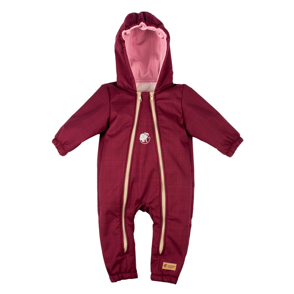 Monkey Mum® Otroški zimski softshell kombinezon s plišem - Vinsko rdeča Rdeča kapica - vel. 62/68, 74/80