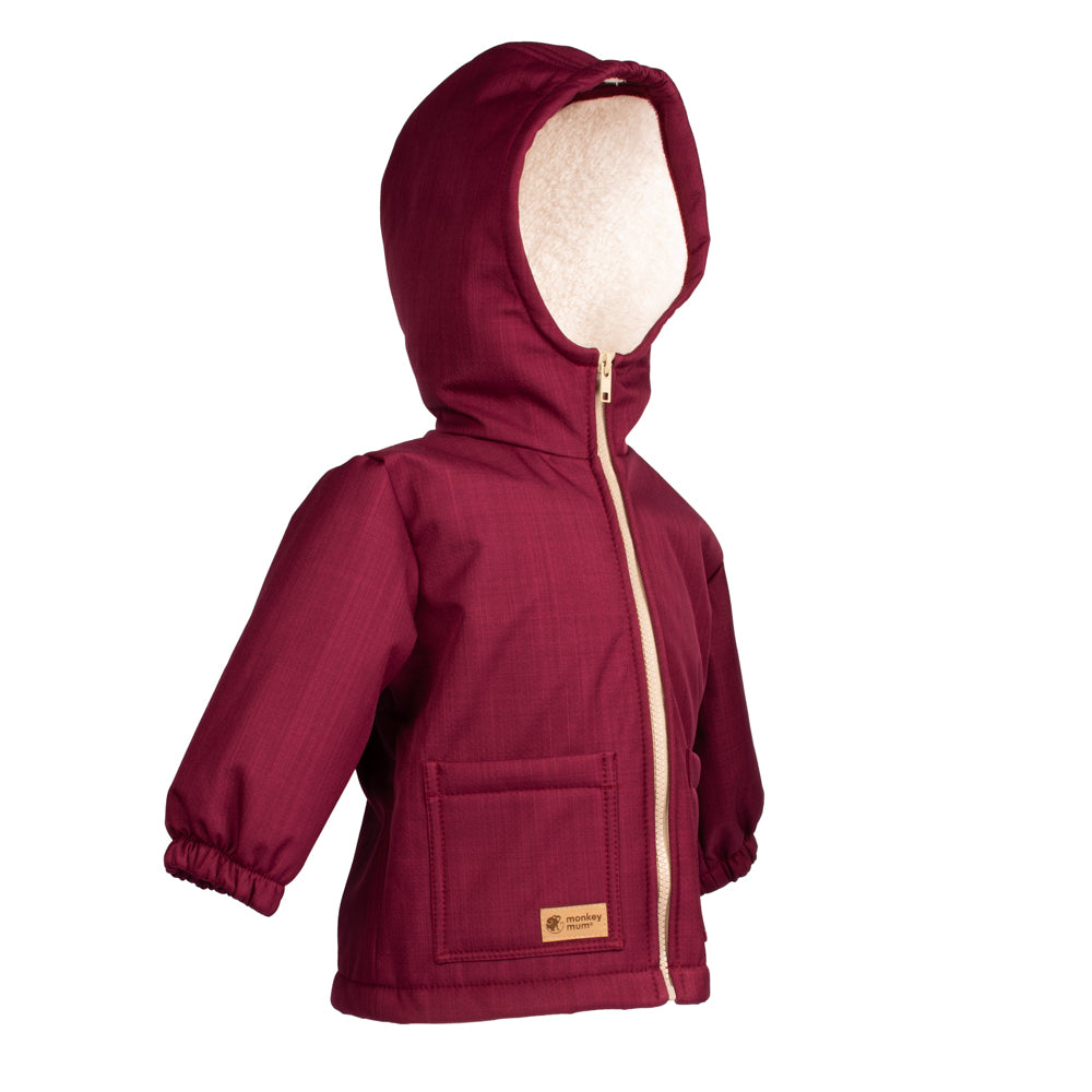 Otroška zimska softshell jakna z ovčko Monkey Mum® - Vinska Rdeča kapica