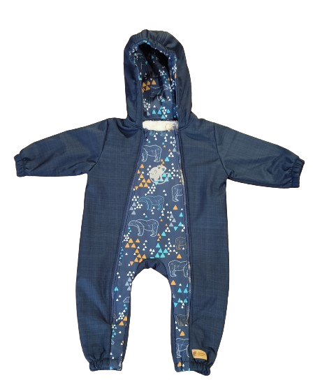 Monkey Mum® Otroški zimski softshell kombinezon s flisom - Pravljični večerniček z medvedom - vel. 62/68, 74/80