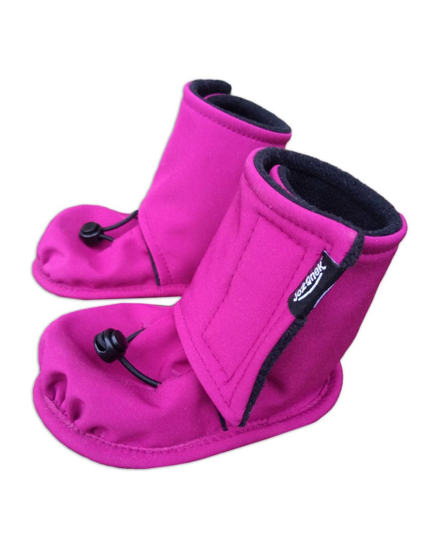 Softshell podloženi škorenjčki, zimski copatki – fuksija/črna – velikost 18–24 mesecev