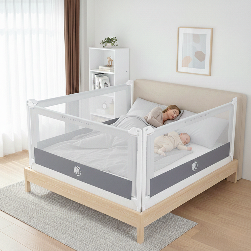 Posteljna ograja Monkey Mum® Popular - svetlo siva
