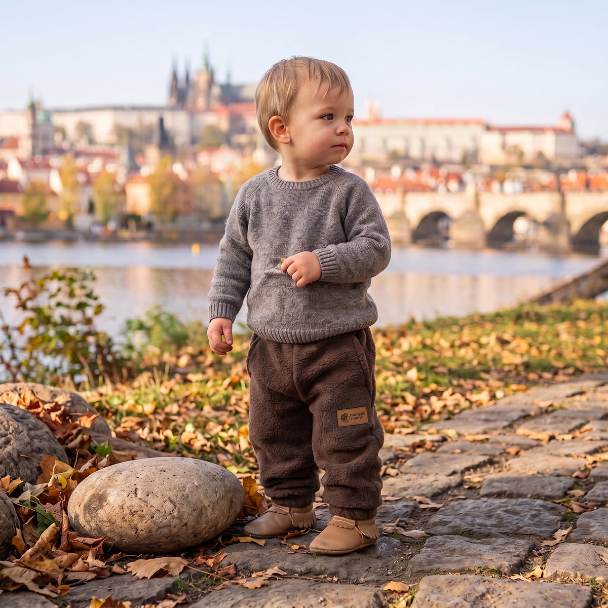 Monkey Mum® flis hlačke - Rjave