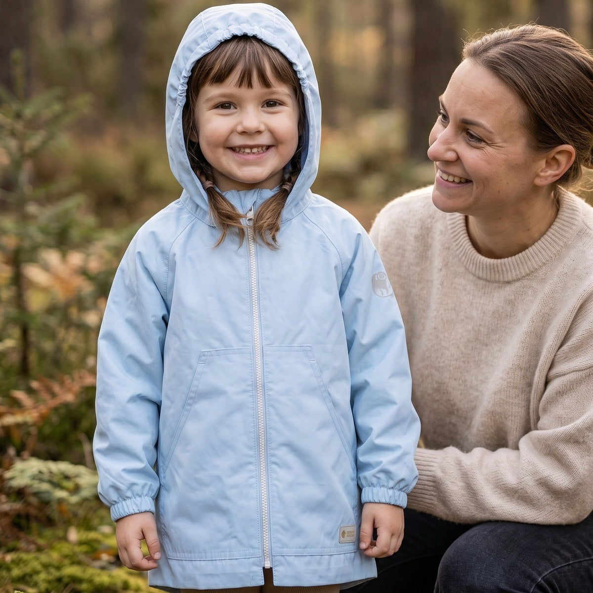Monkey Mum® šuštava jakna z raglanskimi rokavi - Svetlo modra