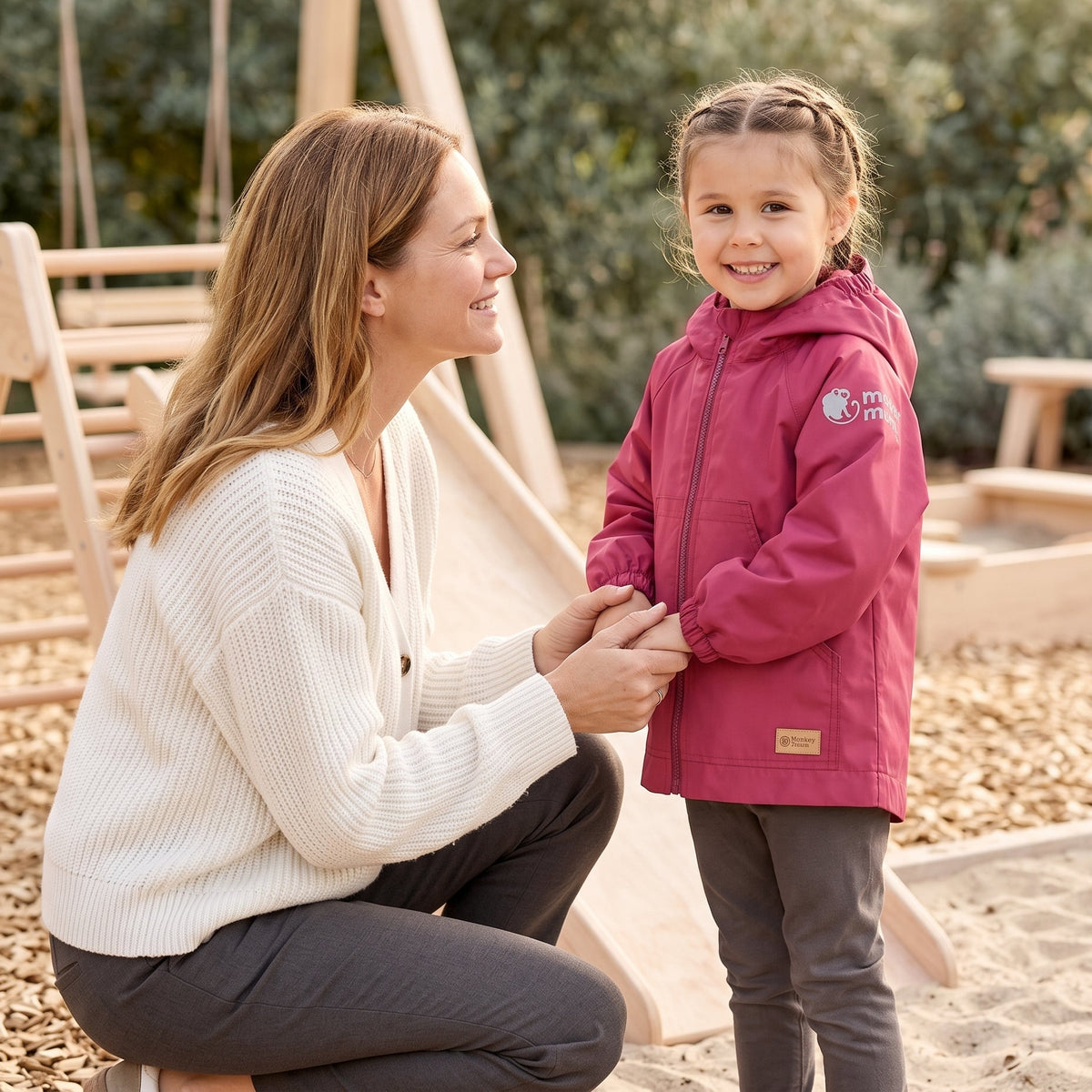 Monkey Mum® šuštava jakna z raglanskimi rokavi - Vinska