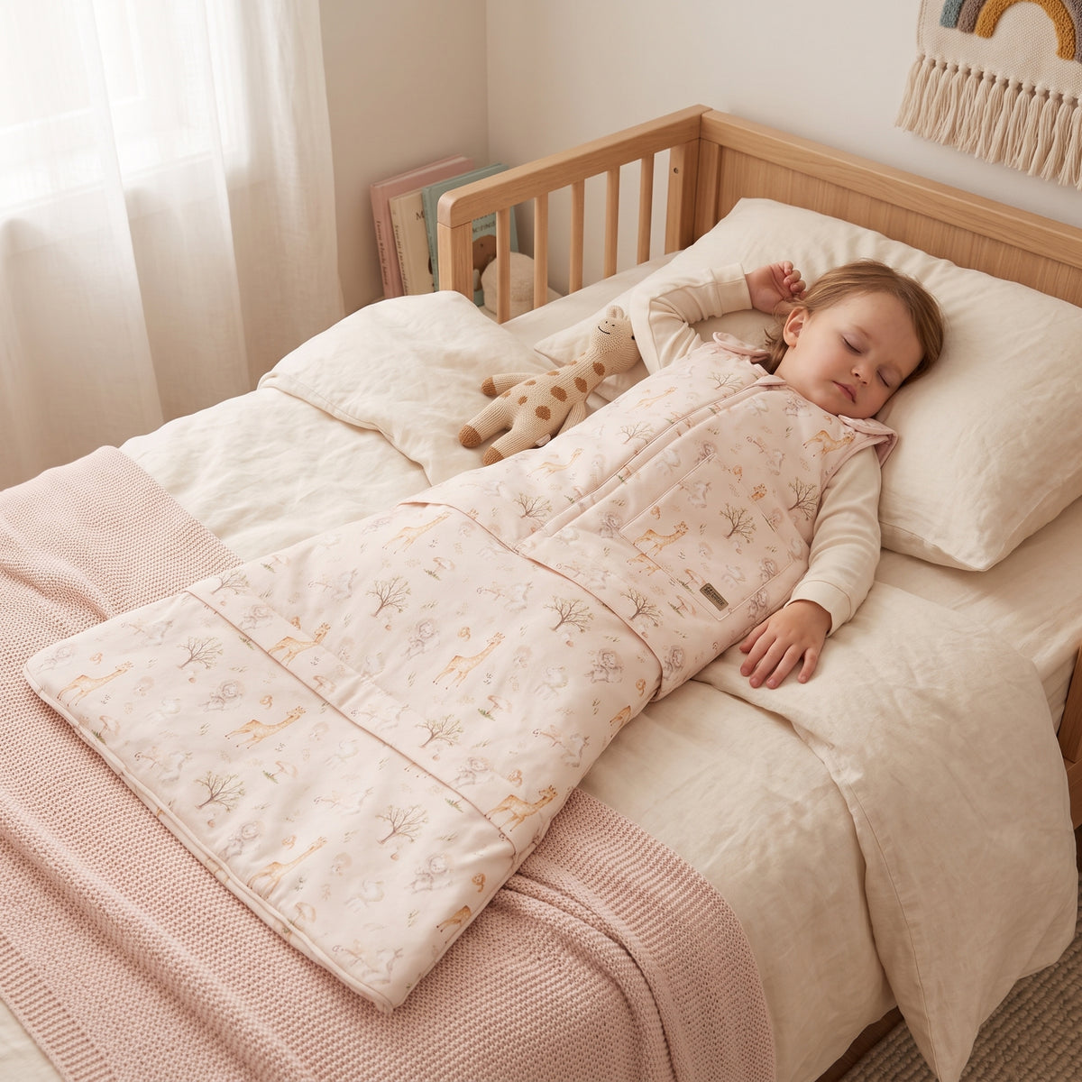 Zimska rastoča spalna vreča Monkey Mum® 0 - 4 leta - komplet - Pomlad z živalicami
