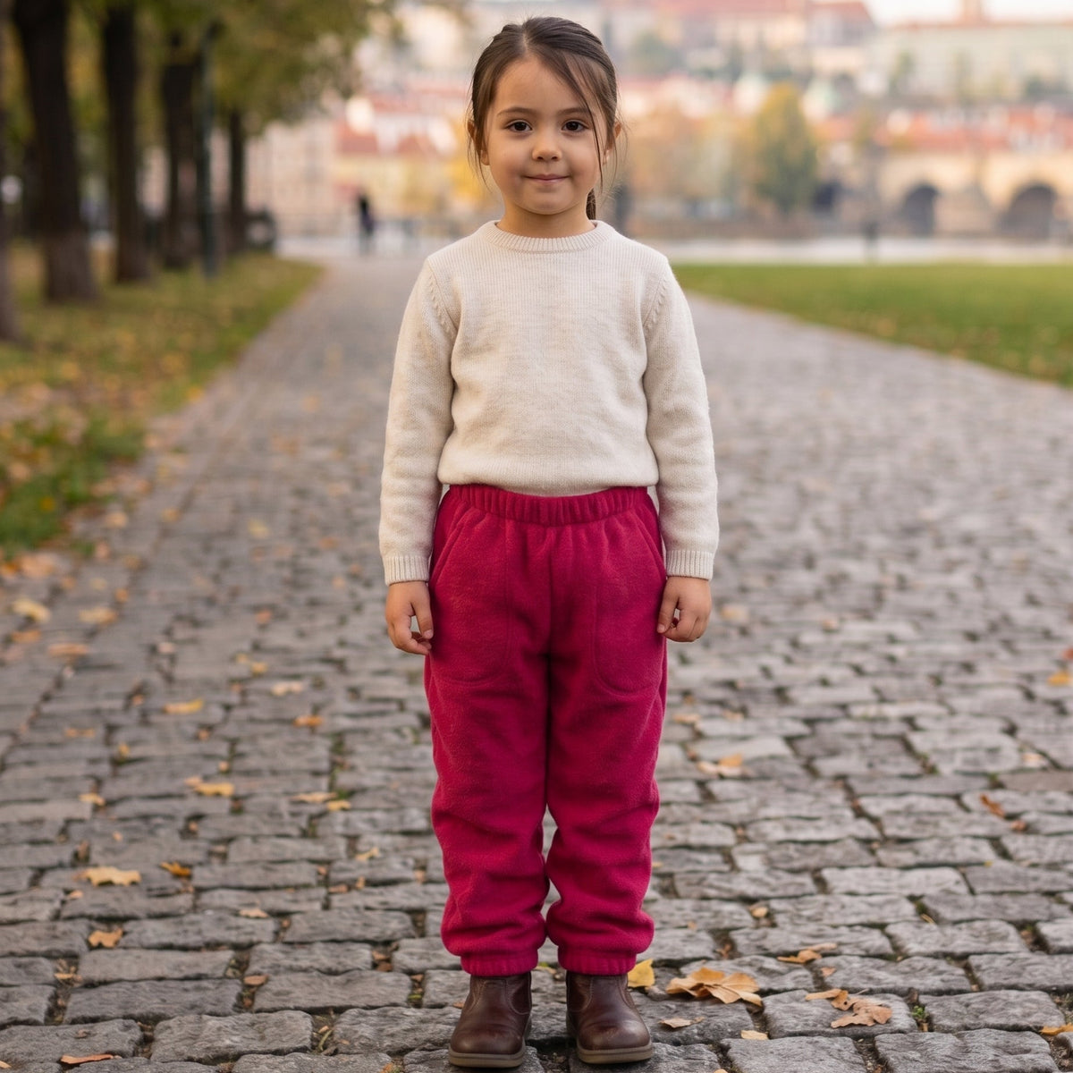 Monkey Mum® flis hlačke - Vinske