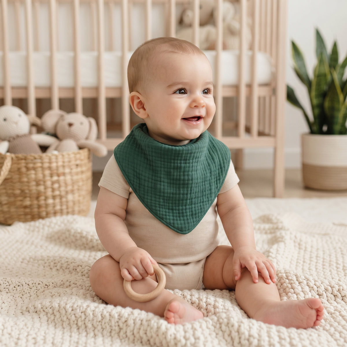 Muslinasti slinček Monkey Mum® - Temno zelen