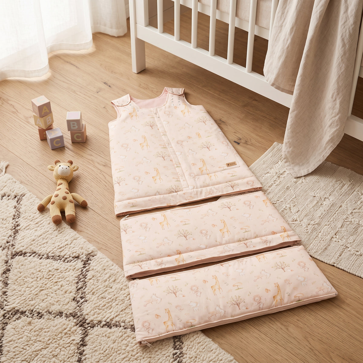 Zimska rastoča spalna vreča Monkey Mum® 0 - 4 leta - komplet - Pomlad z živalicami