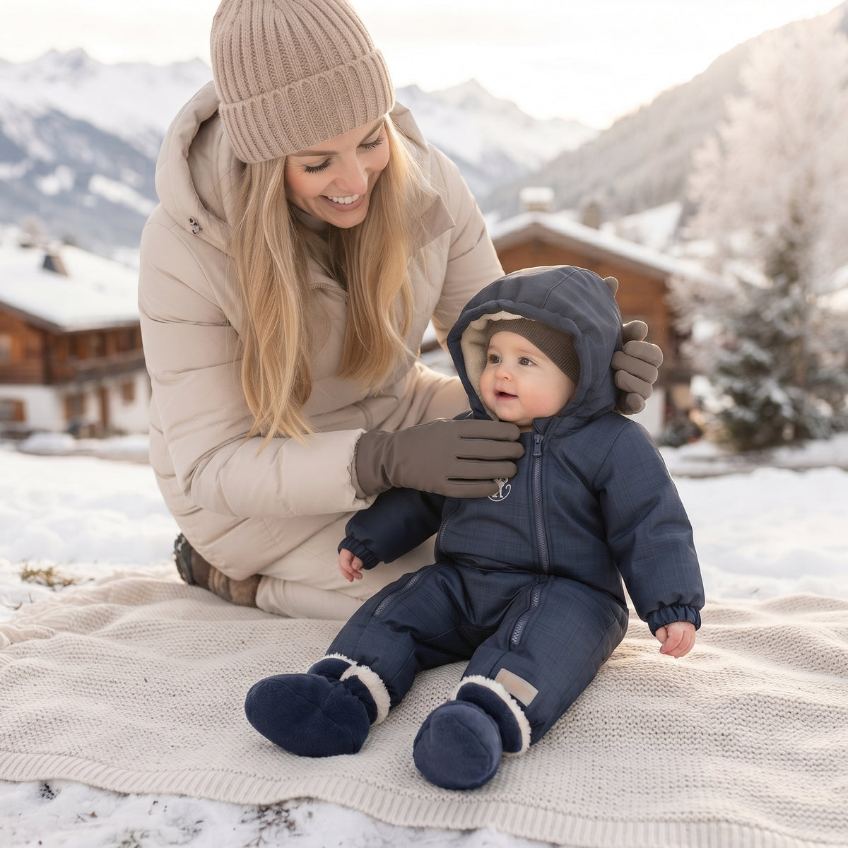 Monkey Mum® Otroški zimski softshell kombinezon s kožuhom - Pravljična večerna pravljica, 2. kakovost - vel. 62/68
