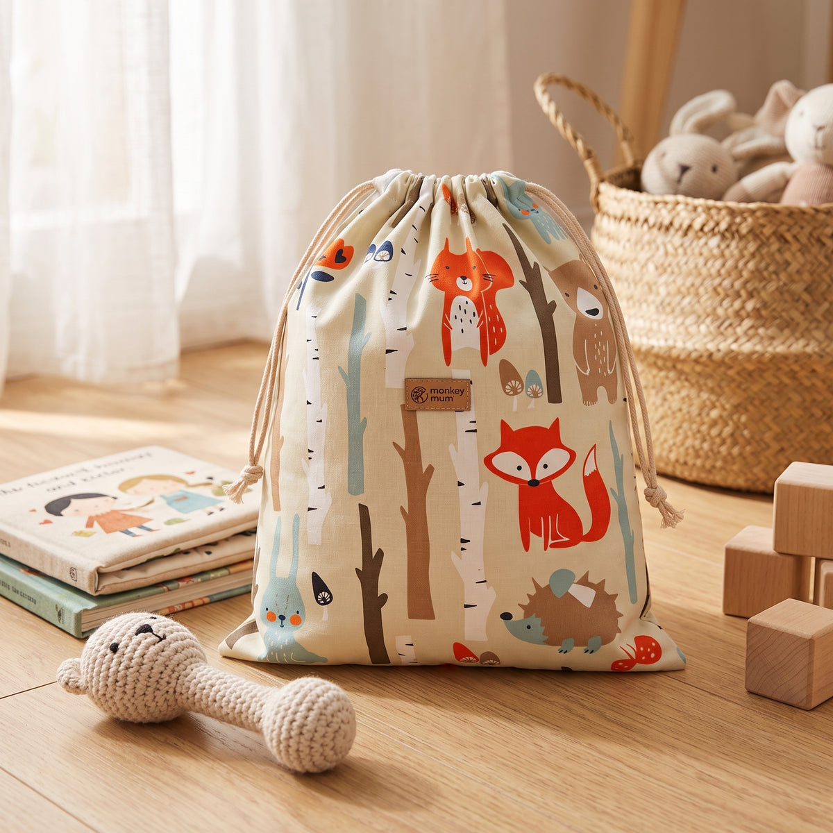 Platnena vrečka Monkey Mum® - Živali v gozdu
