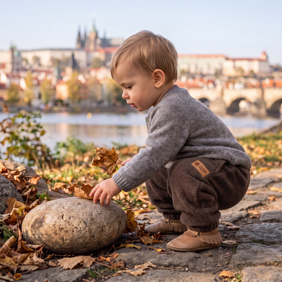 Monkey Mum® flis hlačke - Rjave