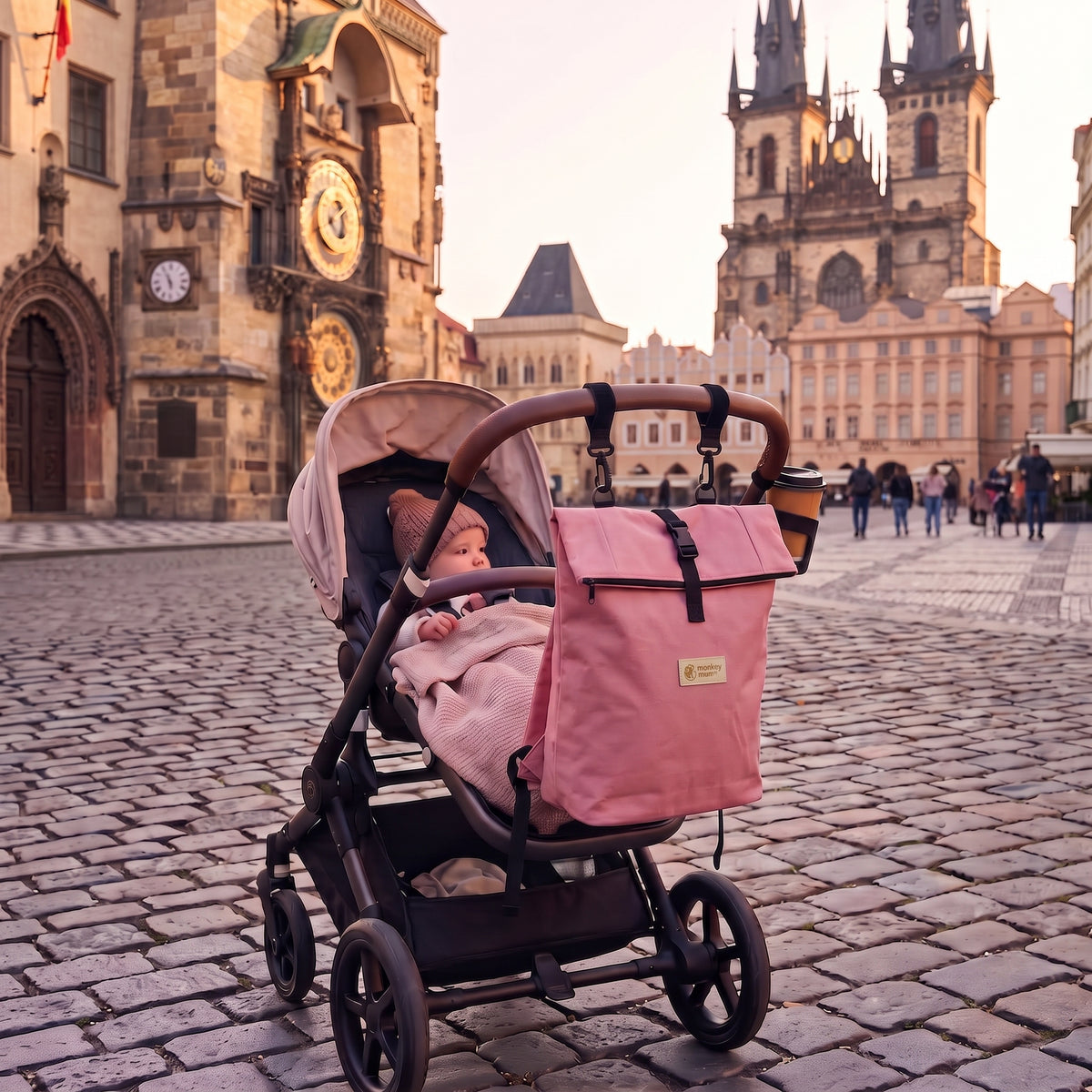 Monkey Mum® Softshell nahrbtnik za otroški voziček – Sladkorna pena