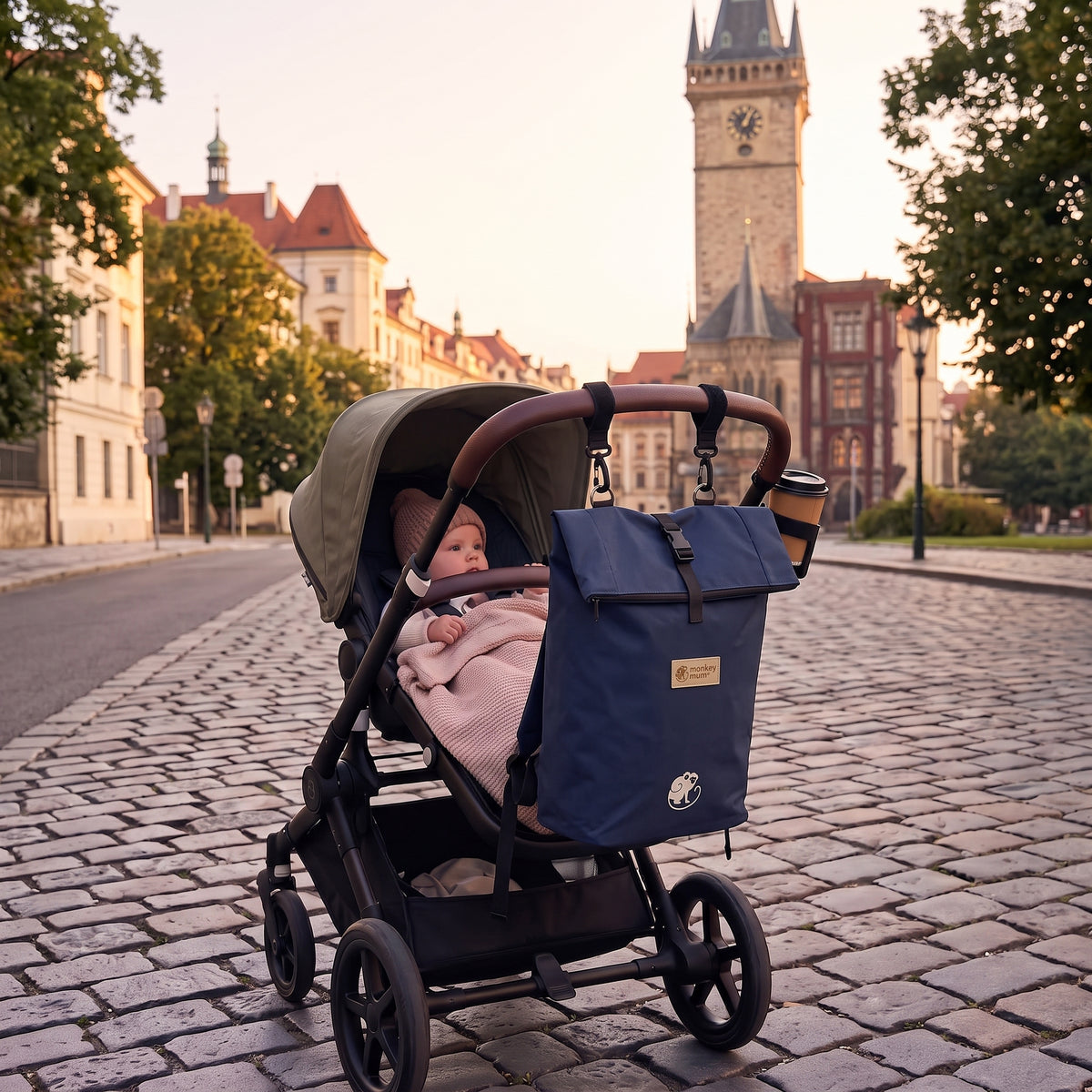 Monkey Mum® Integriran kepern nahrbtnik za nosilko Carrie - Mornarsko modra