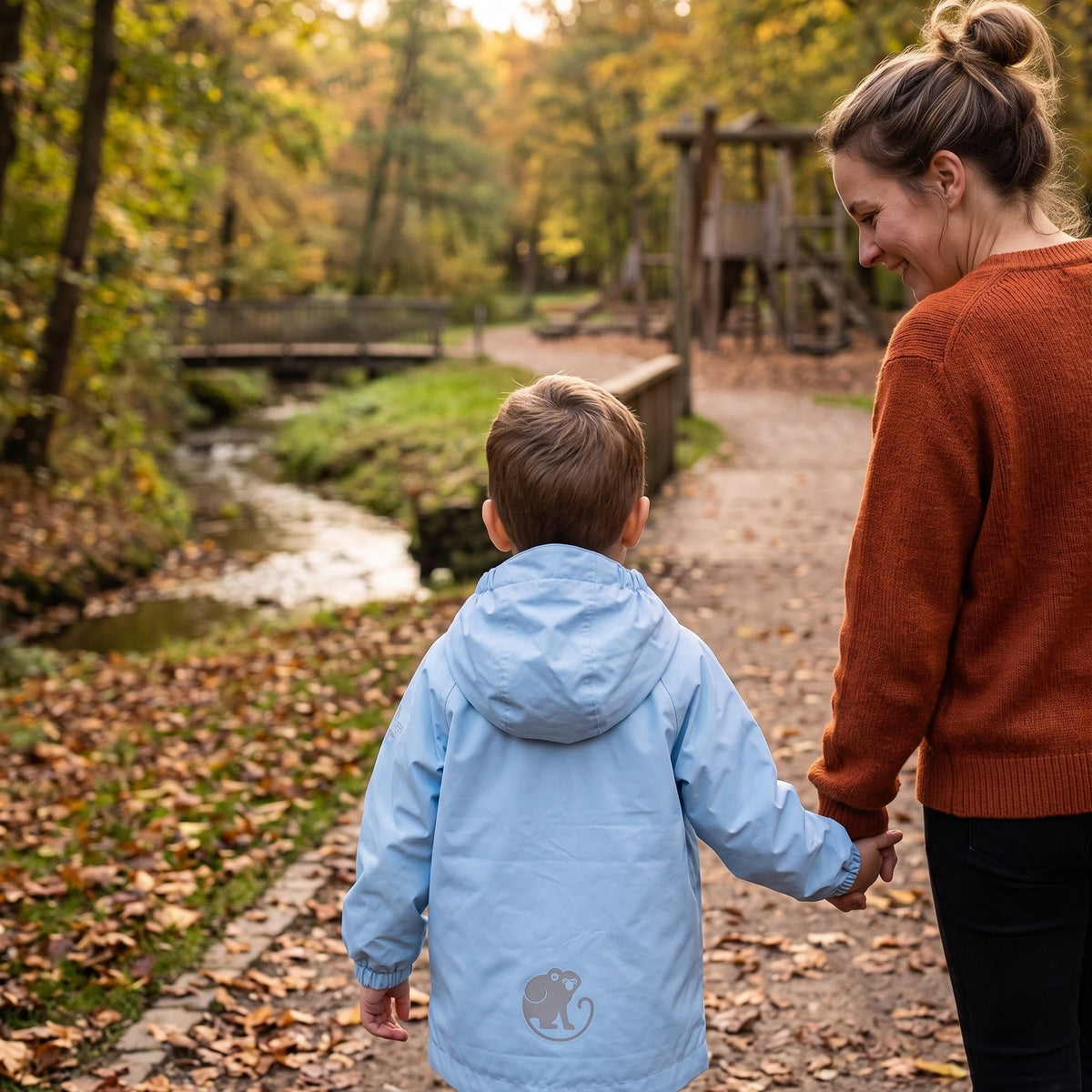 Monkey Mum® šuštava jakna z raglanskimi rokavi - Svetlo modra