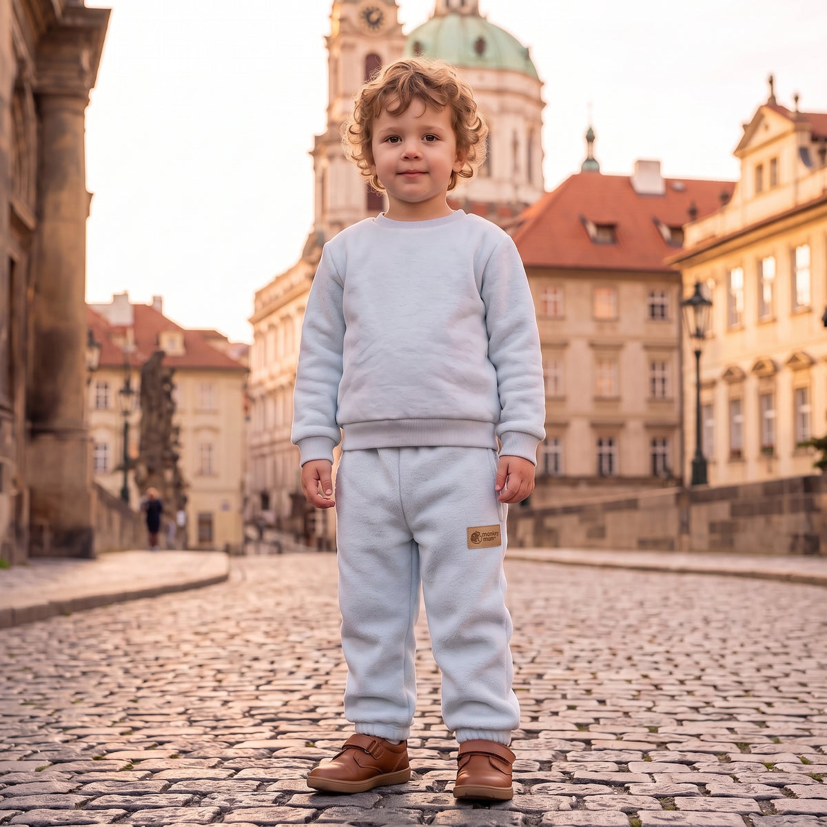 Monkey Mum® flis hlačke - Svetlo modre