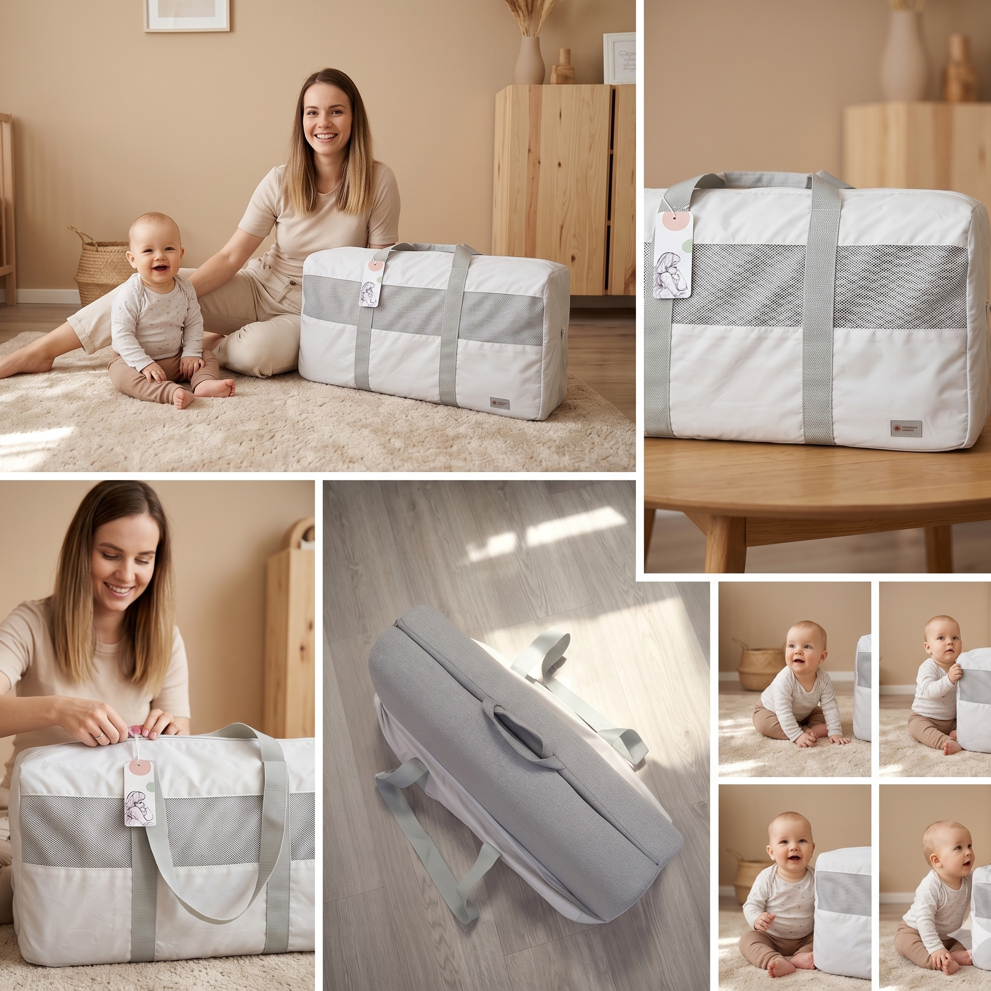 Potovalna vreča Monkey Mum® za potovalno obrobo - svetlo siva