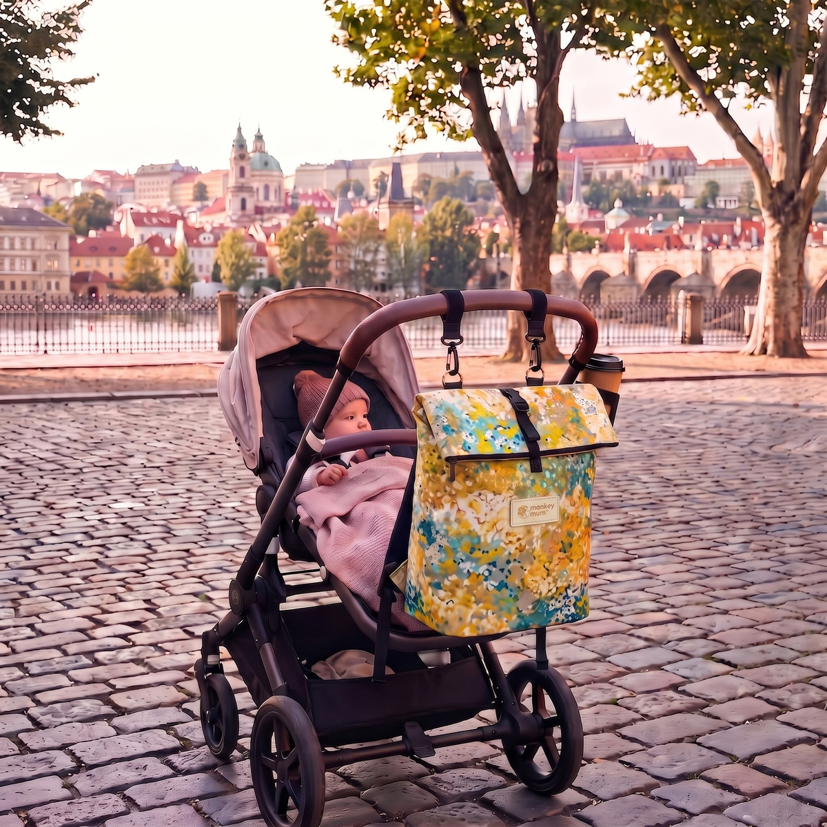 Monkey Mum® Keper nahrbtnik za otroški voziček – Cvetoči travnik