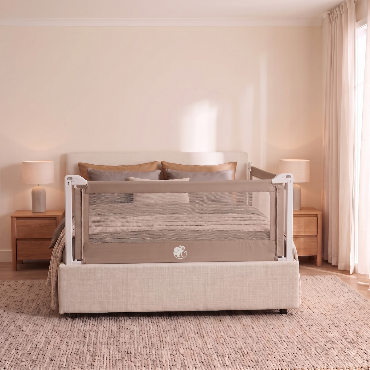 Prevleka za posteljno zaščitno ograjico Monkey Mum® Popular – Temno siva