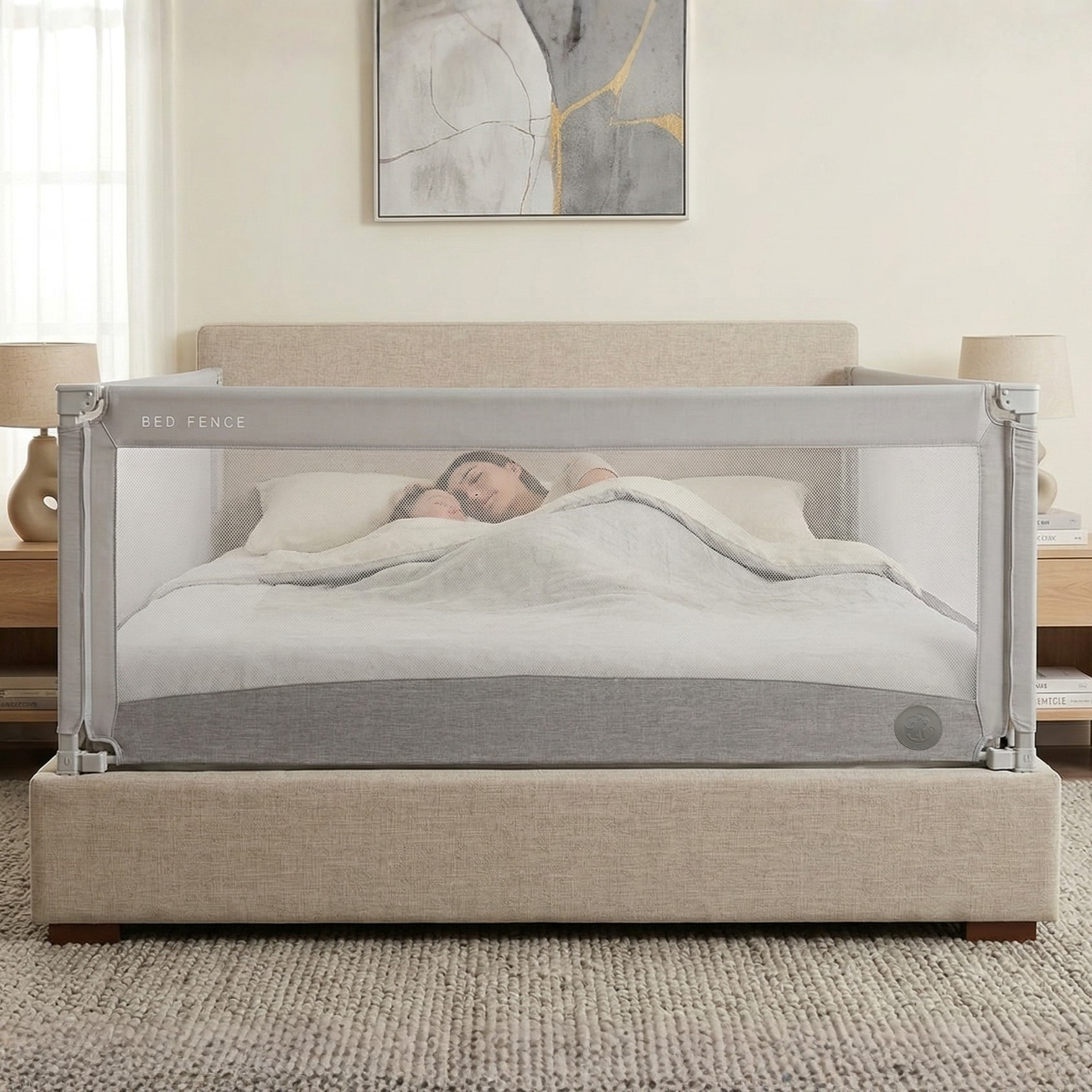 Posteljna ograja Monkey Mum® Economy - svetlo siva