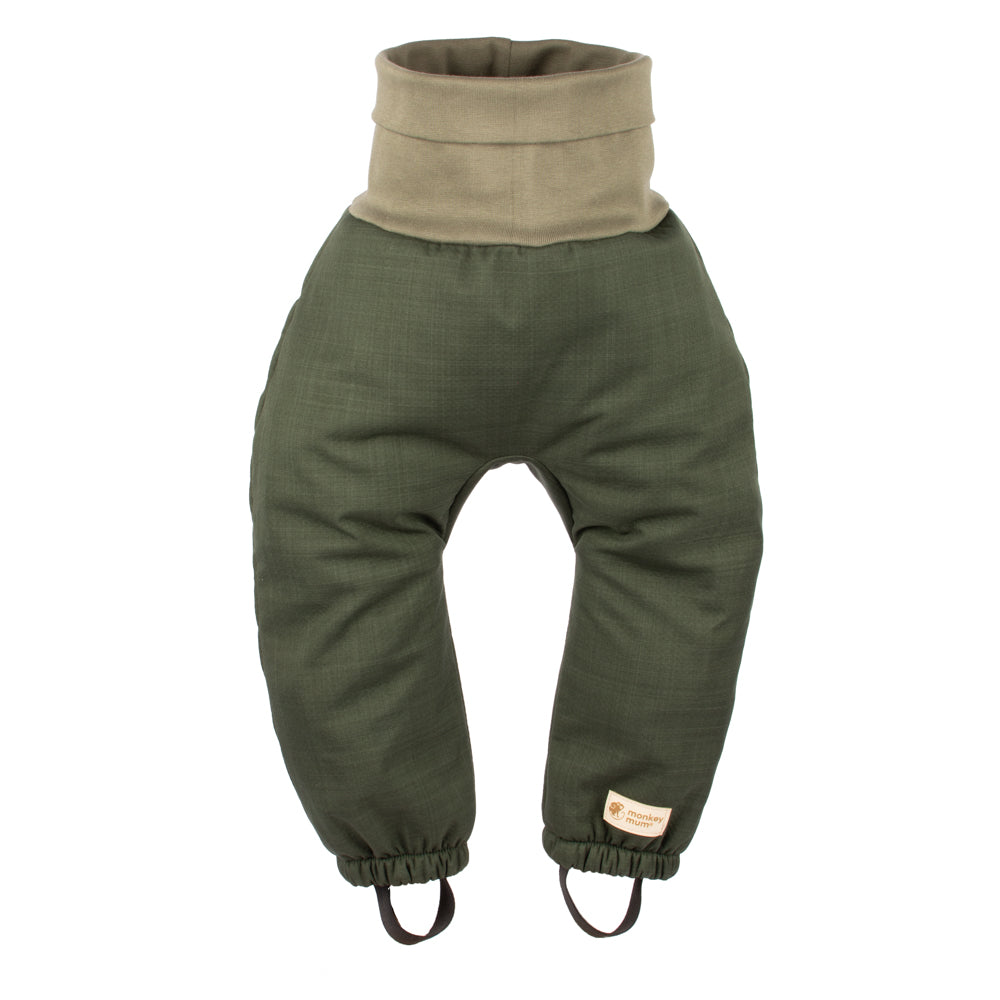 Otroške rastne zimske softshell hlače s plišem Monkey Mum® - Kaki lovec