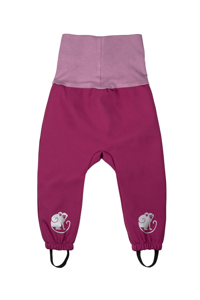 Otroške rastoče softshell hlače z membrano Monkey Mum® - Sočna malina