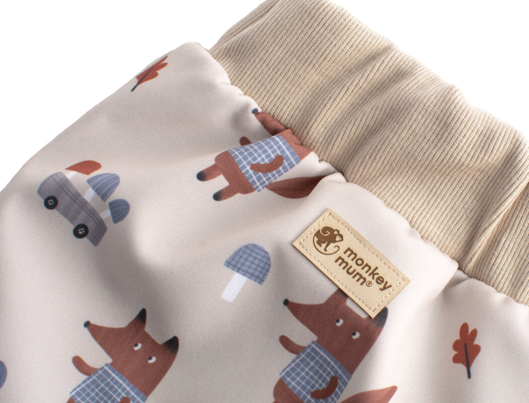 Otroške softshell hlače z membrano Monkey Mum® - Lisice na gobah