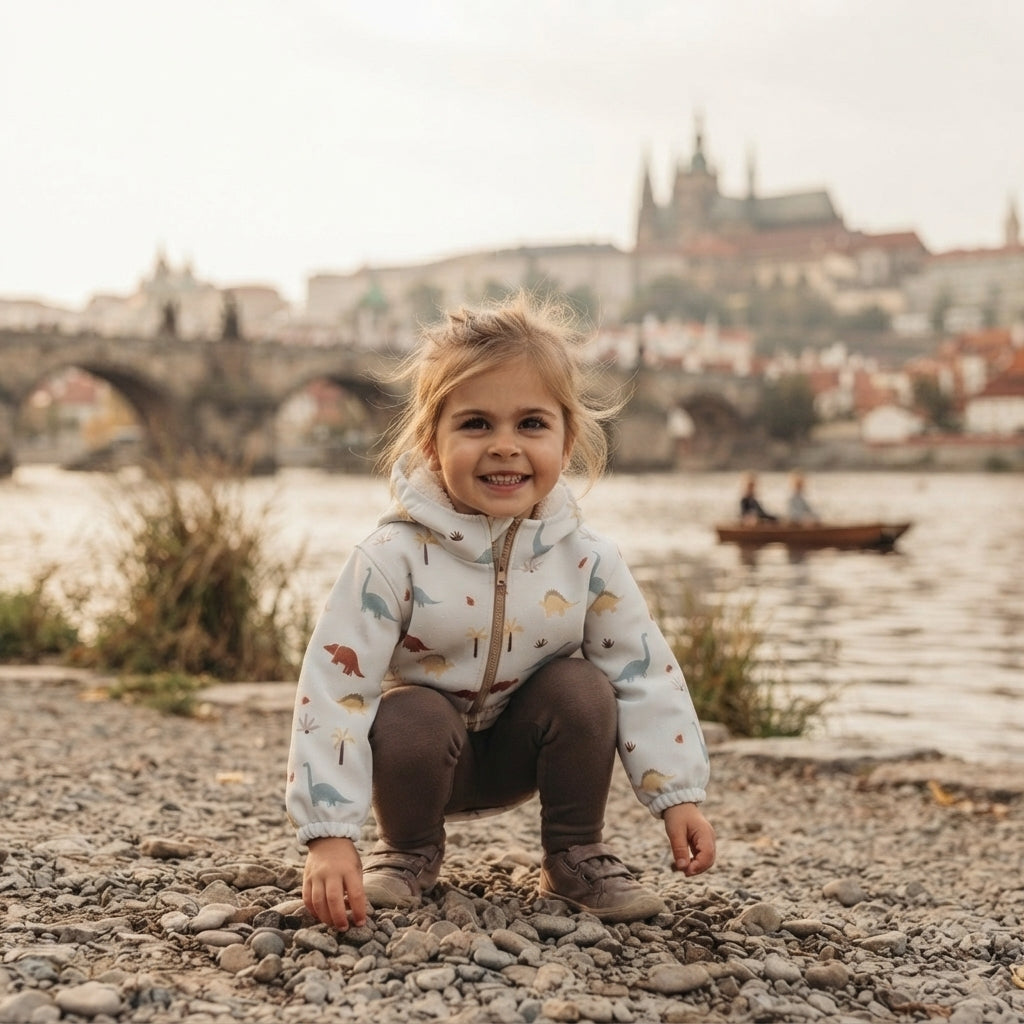 Otroška softshell jakna z membrano Monkey Mum® - Dinosavrska zgodba