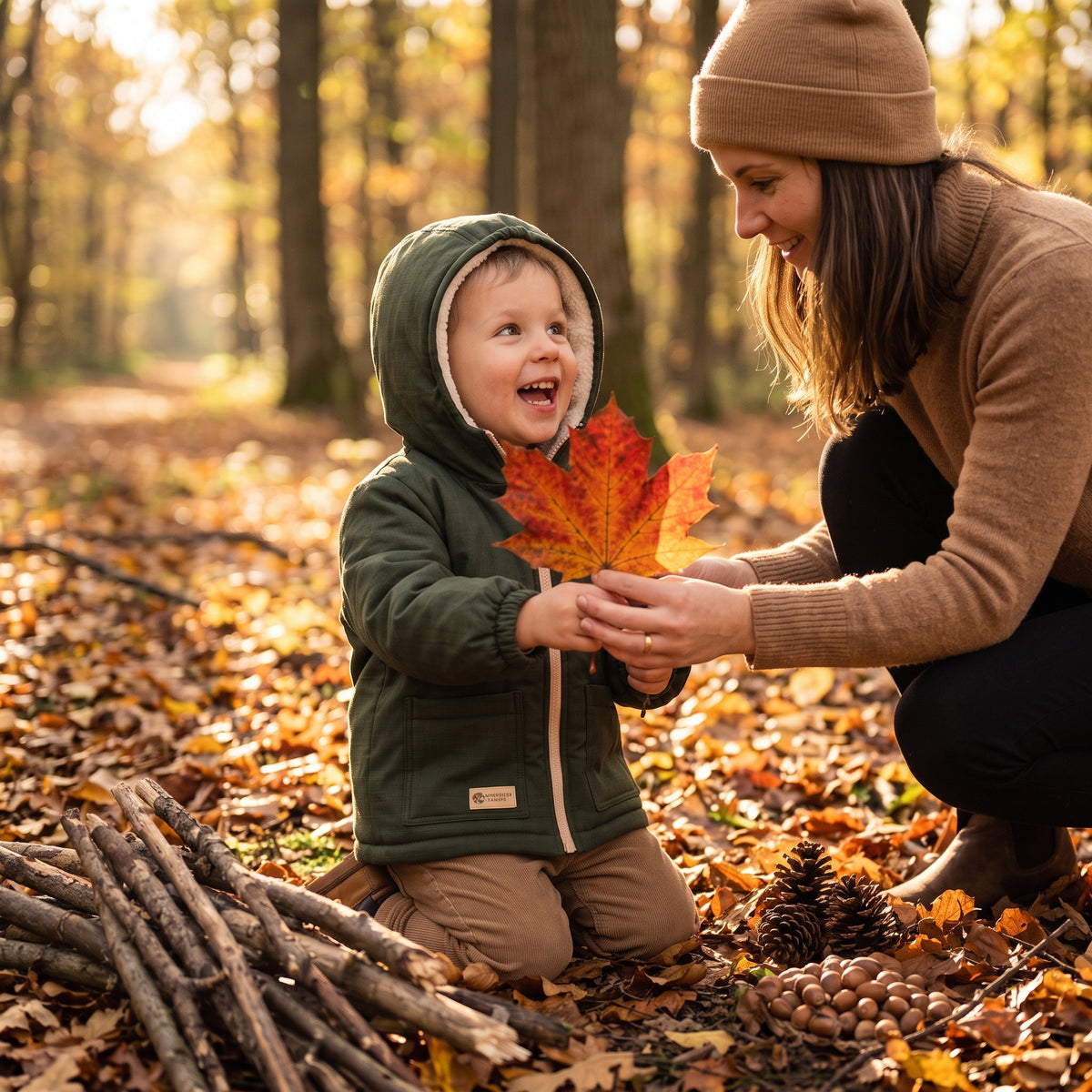 Otroška zimska softshell jakna s plišem Monkey Mum® - Kaki lovec